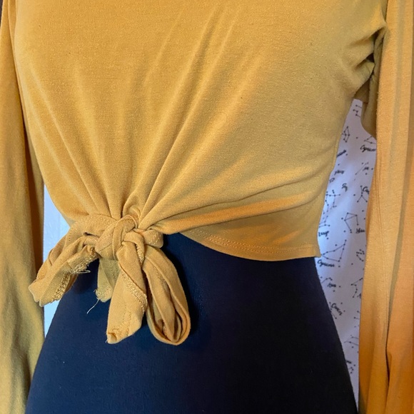 Yellow Bell Sleeve Self Tie Top - Picture 8 of 9